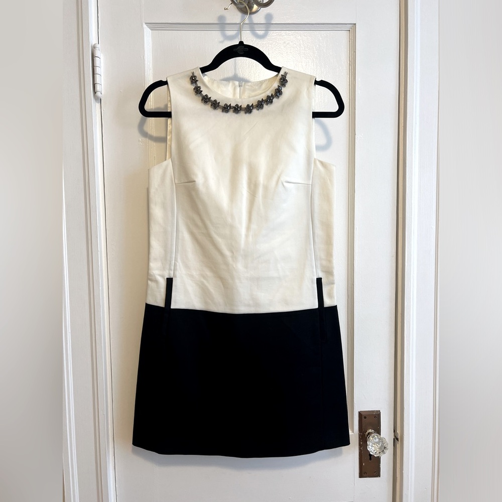 NEW Zara Colorblock Shift Dress with Beaded Collar